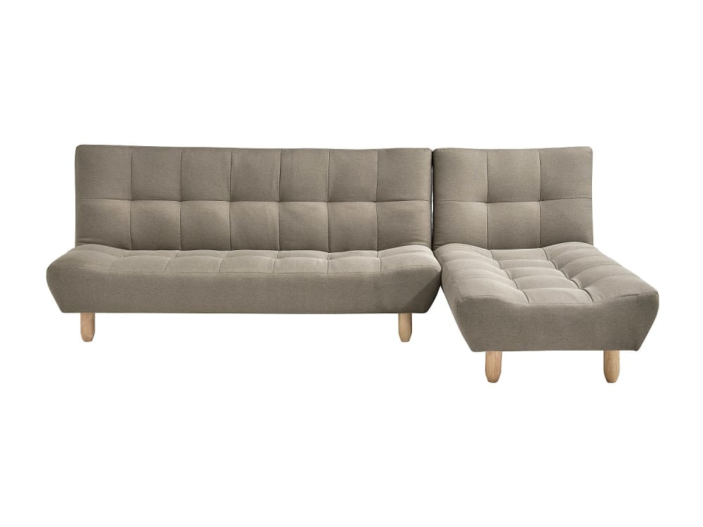 Canapé convertible polyester 4 places taupe} Canapé convertible polyester 4 places taupe}