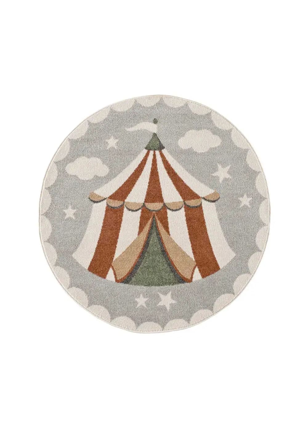 Tapis enfant rond cirque gris  120x120 cm