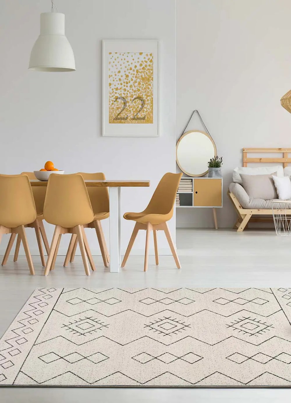 Tapis ethnique blanc 140x200 cm — vue 3