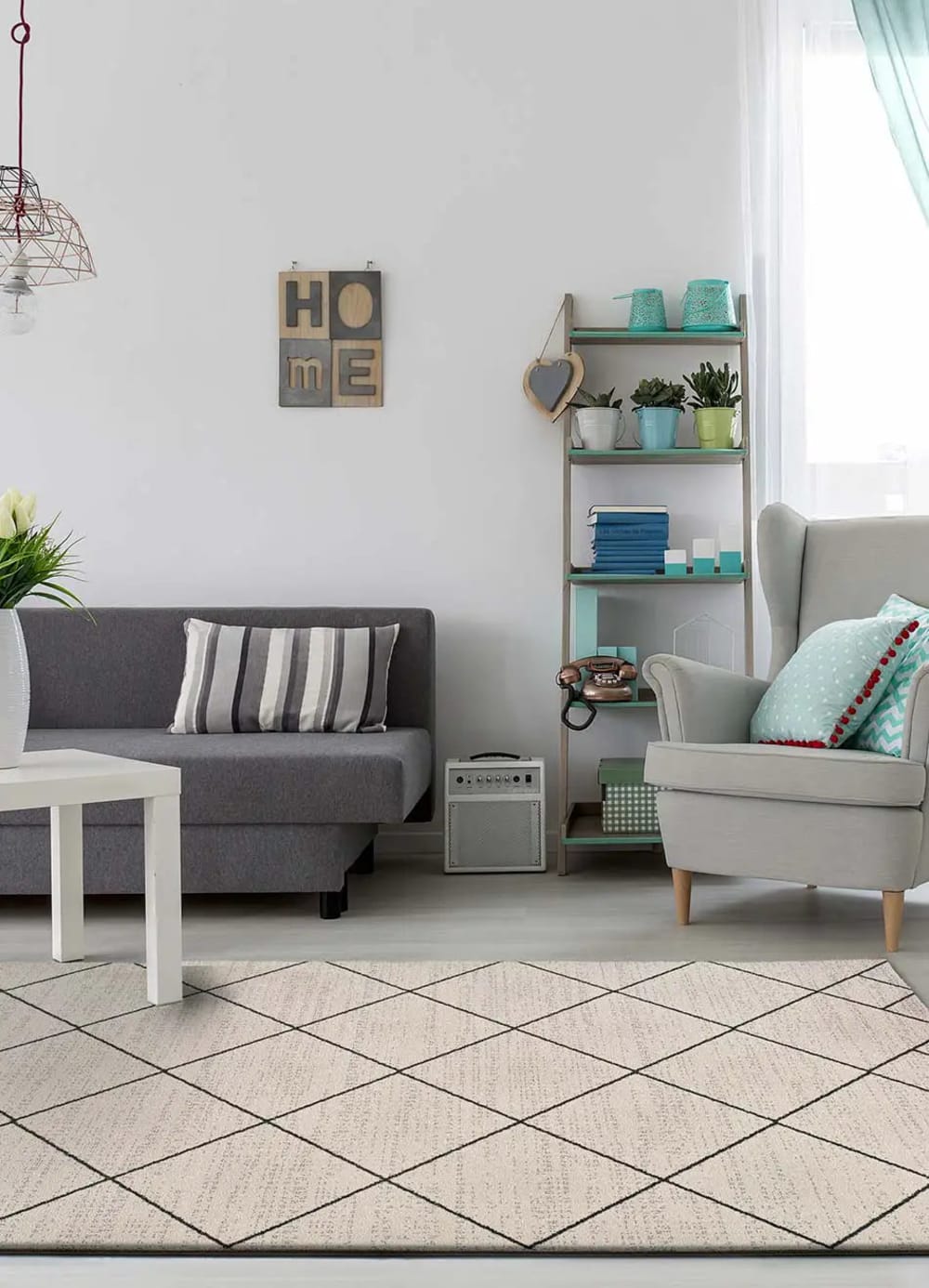 Tapis ethnique blanc 160x230 cm — vue 3