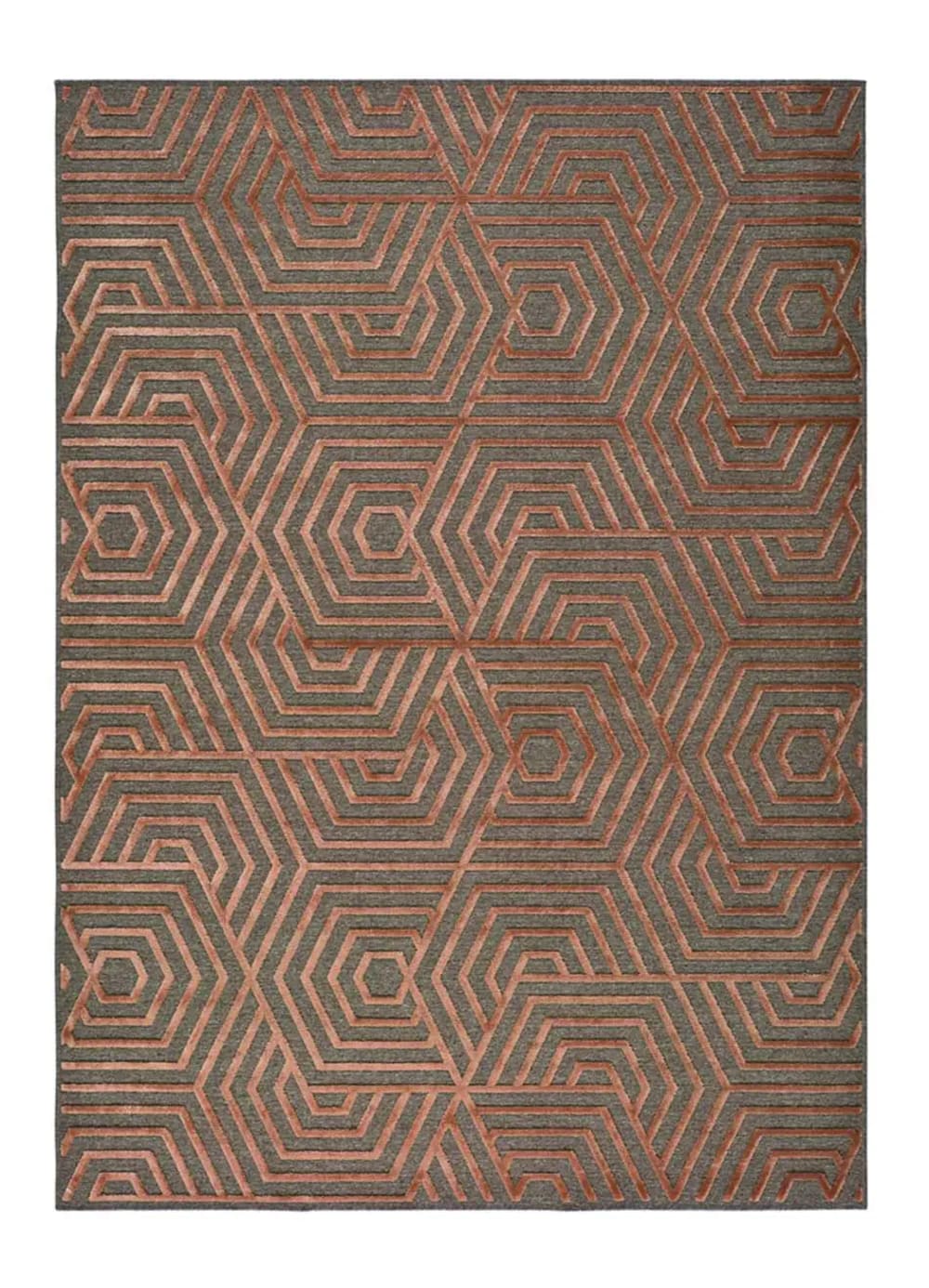 Atticgo Kurzflorteppich, Geometrisch, kupfer, 160x230 cm style modern Öko-Tex Zertifikat - Wolle