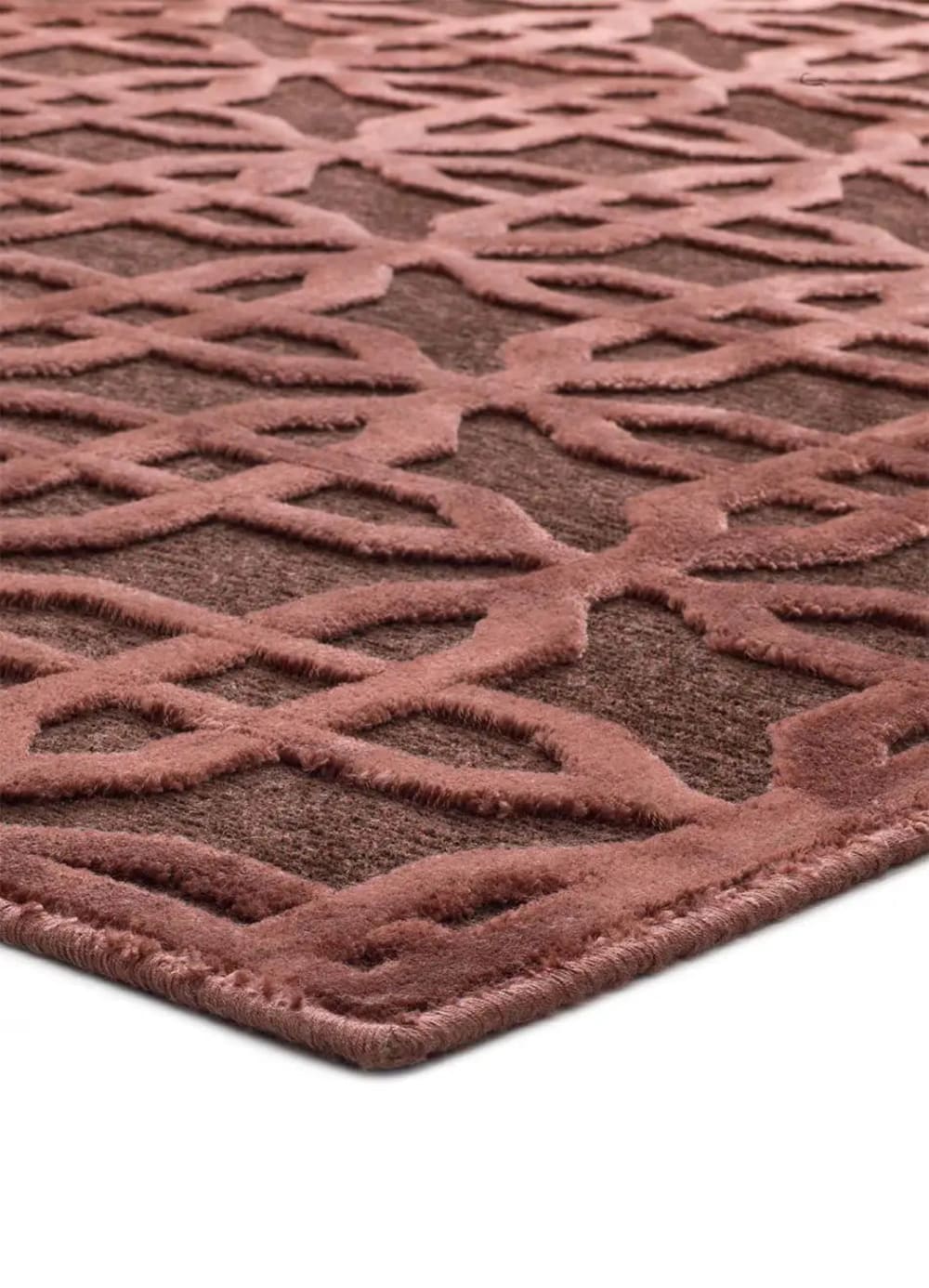 Tapis en viscose géométrique rouille à relief 140x200 cm — vue 4