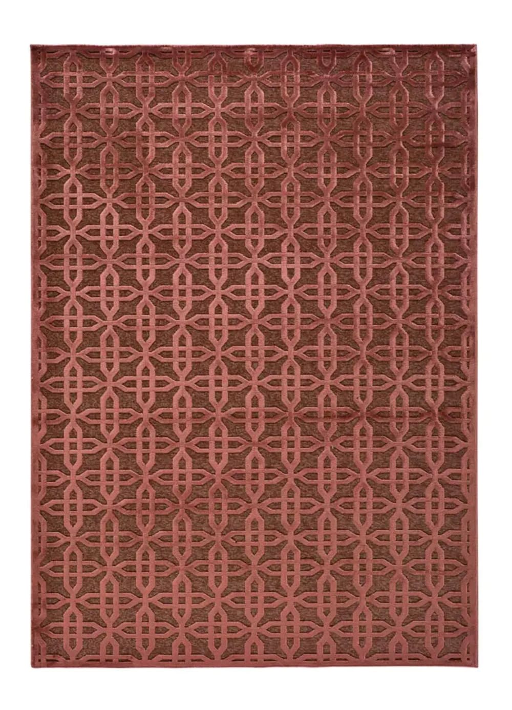 Tapis descente de lit géométrique rouille 60x110 cm