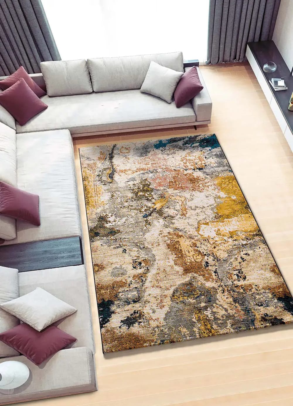 Tapis abstrait beige/multicolore 200x290 cm — vue 3
