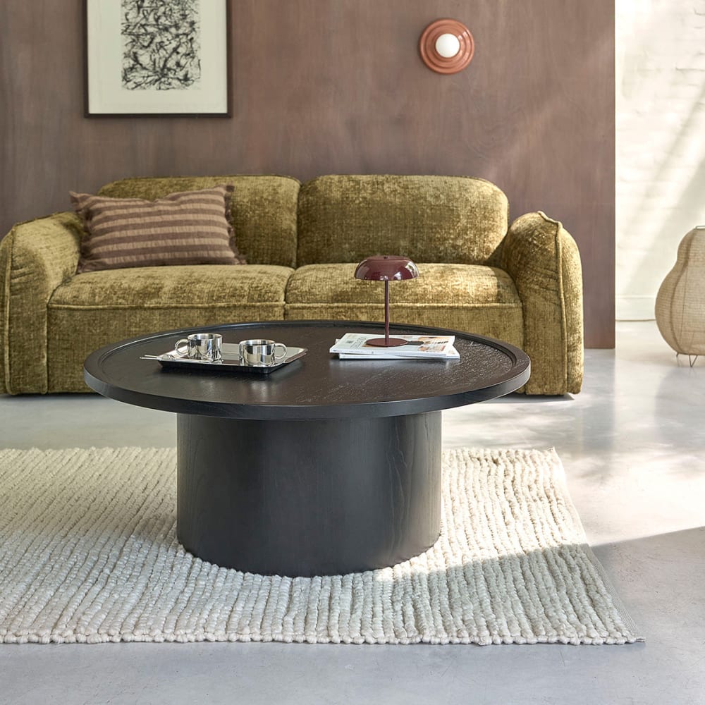 BERAH GETAH Runder Couchtisch aus massivem schwarzem Mindi, Ø 100 cm style modern - Holz
