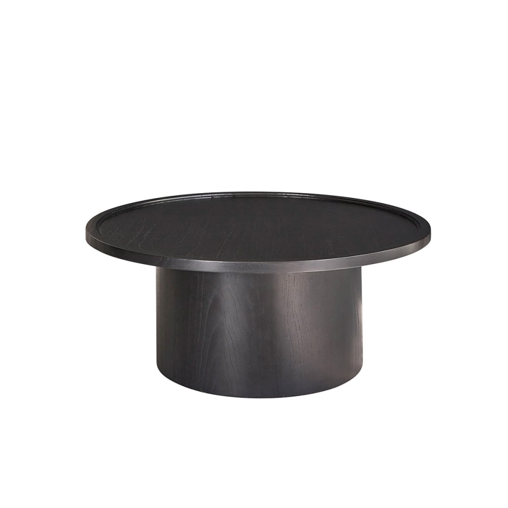 Table basse ronde en mindi massif noir 100 cm