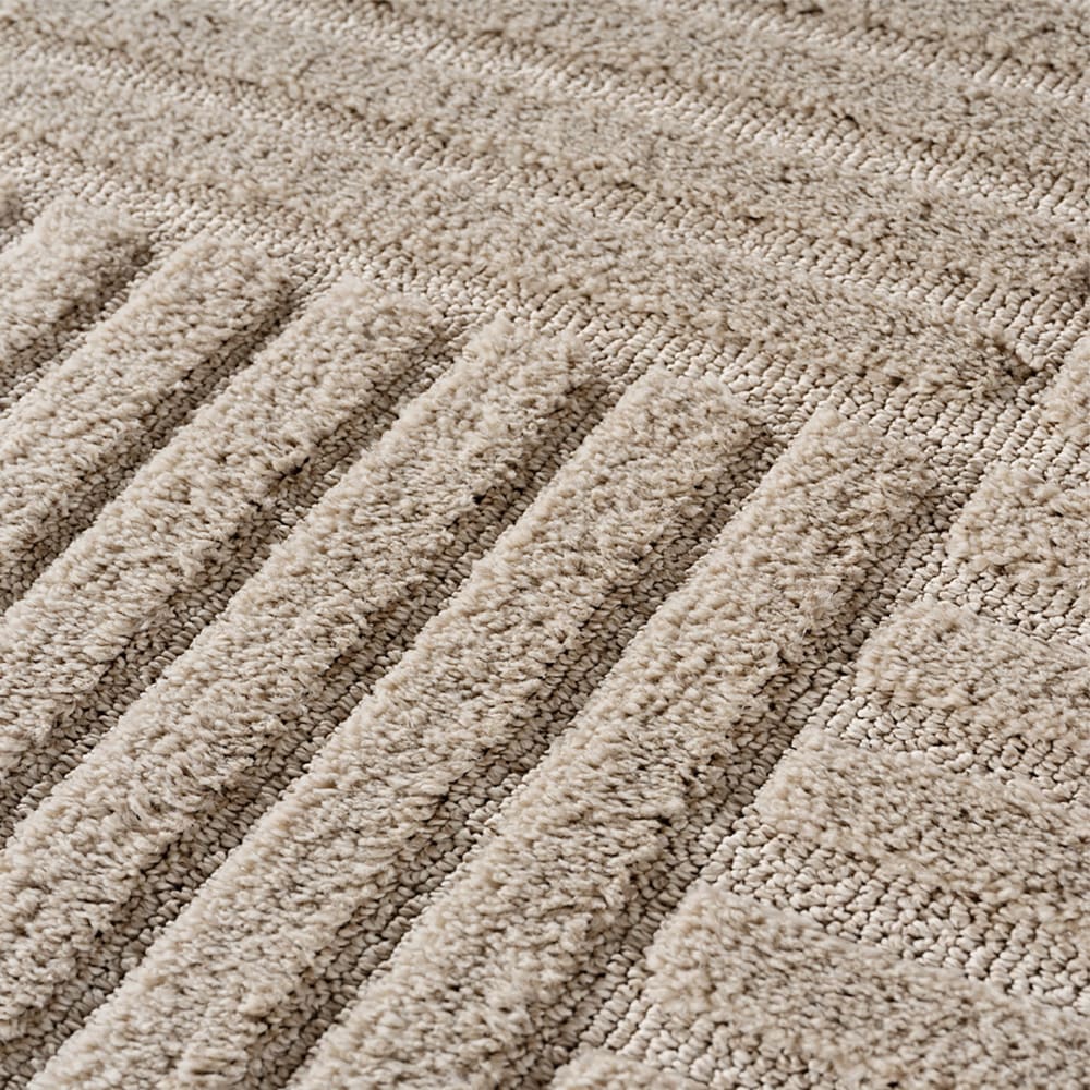 Tapis à reliefs géométriques beige-rond d120 cm — vue 4