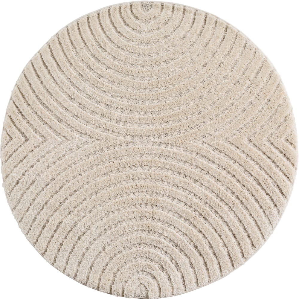 Tapis à reliefs géométriques crème-rond D120 cm