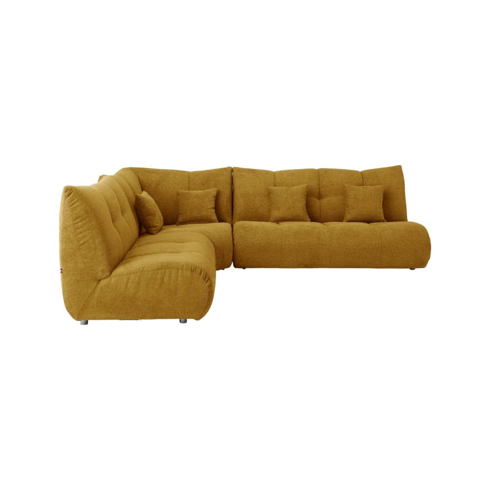 Canapé d'angle modulable tissu moutarde