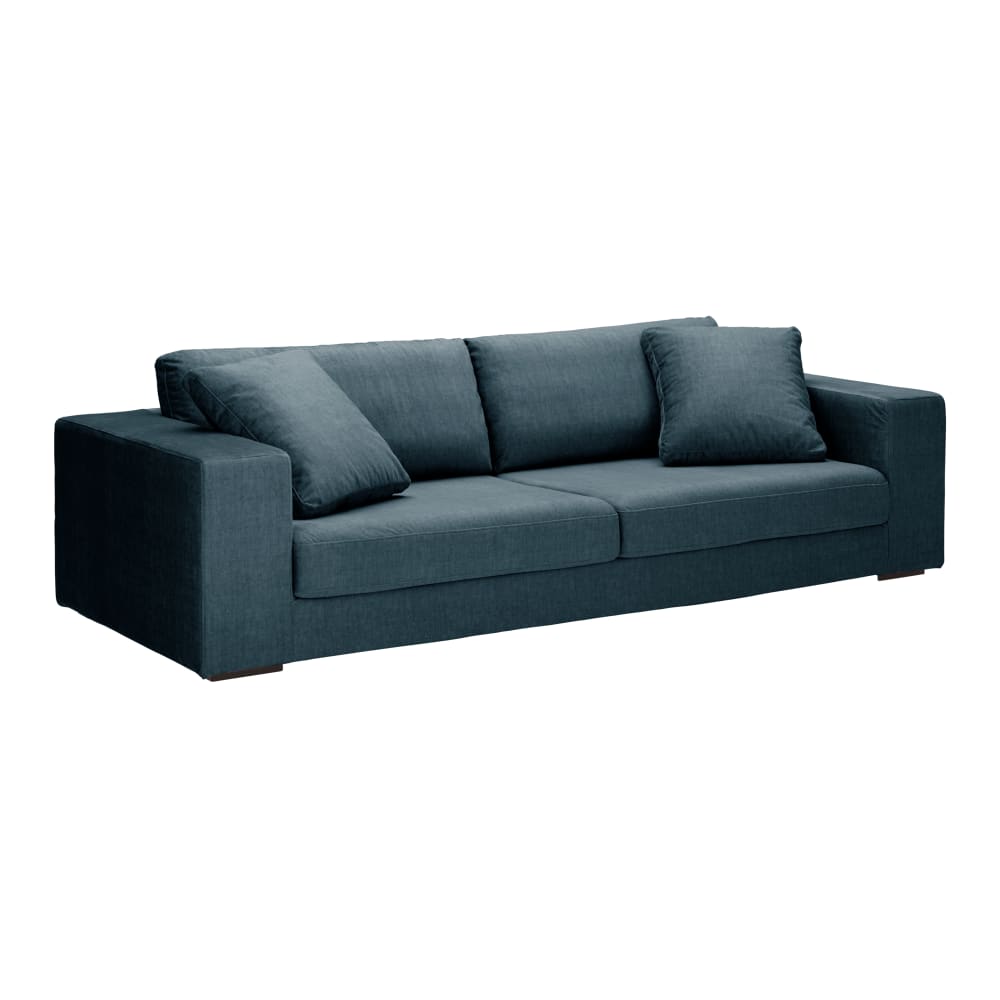 Canapé velours 5 places bleu océan