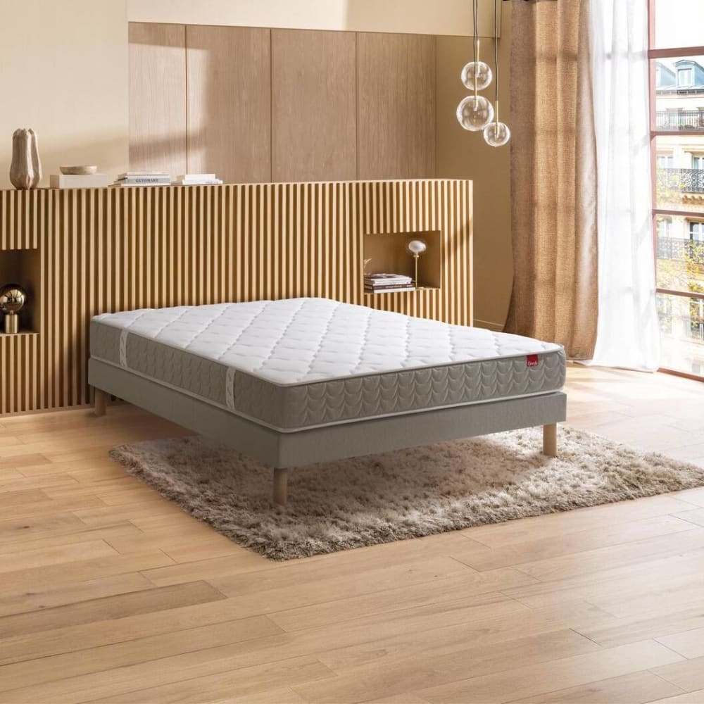 Matelas ressorts ensachés 22 cm gris et blanc 90 x 190 cm