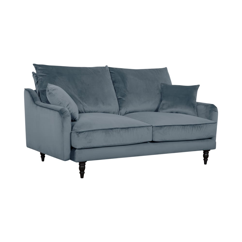 Canapé velours 2 places bleu gris