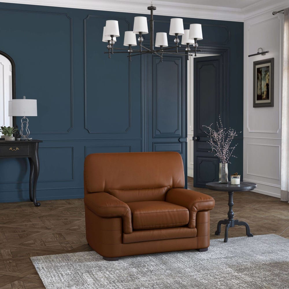 Fauteuil cuire H90 cognac