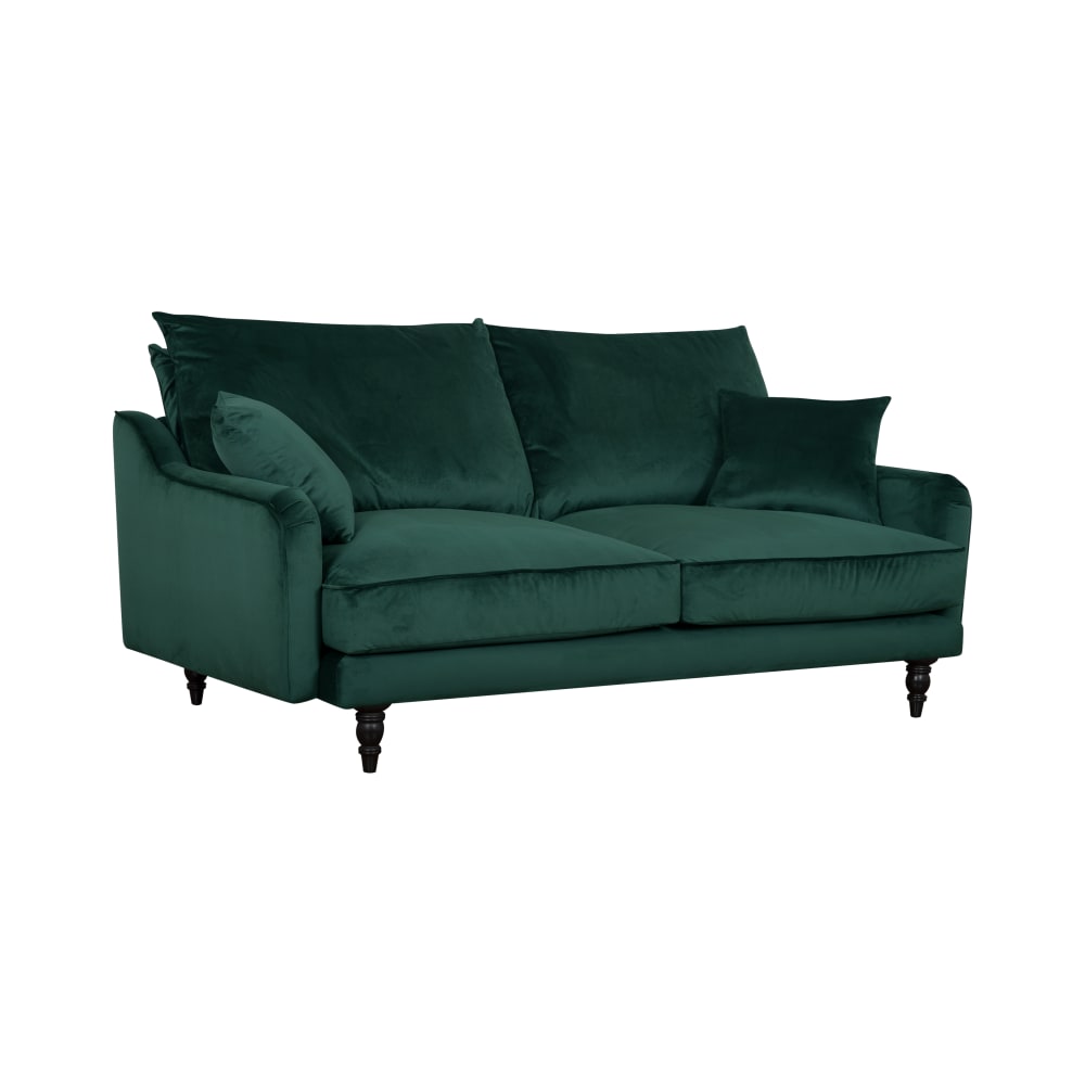 Canapé velours 3 places vert forêt