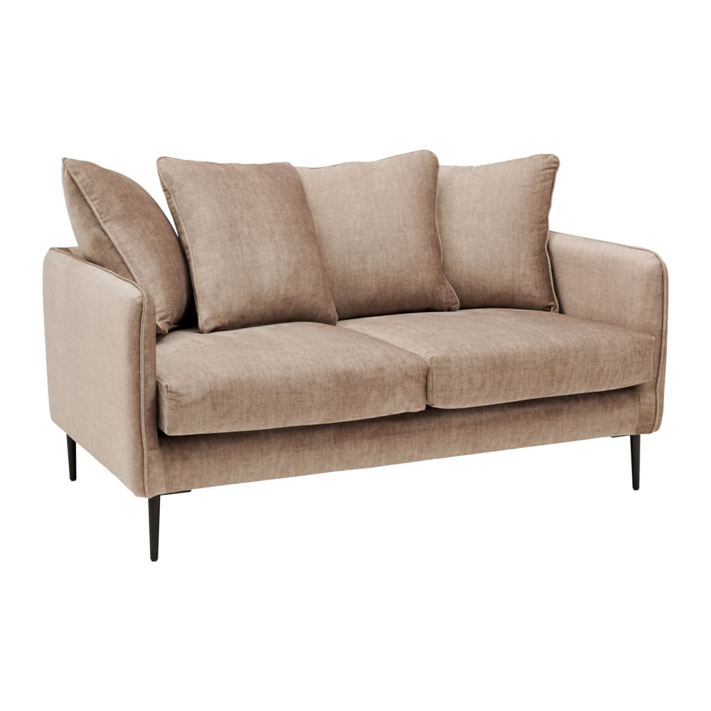 Canapé velours 2 places beige