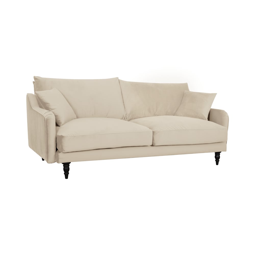 Canapé velours 4 places ecru