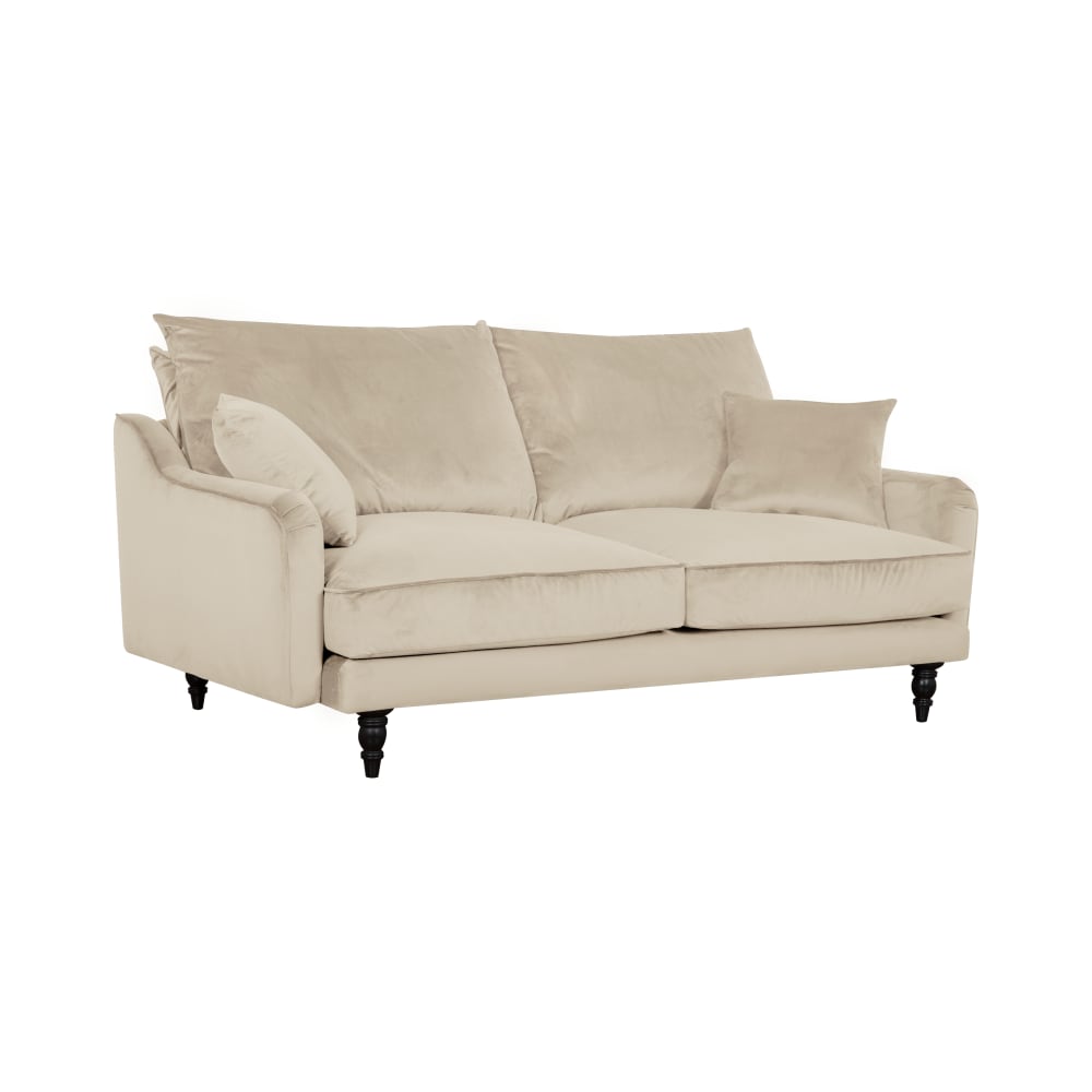 Canapé velours 3 places ecru