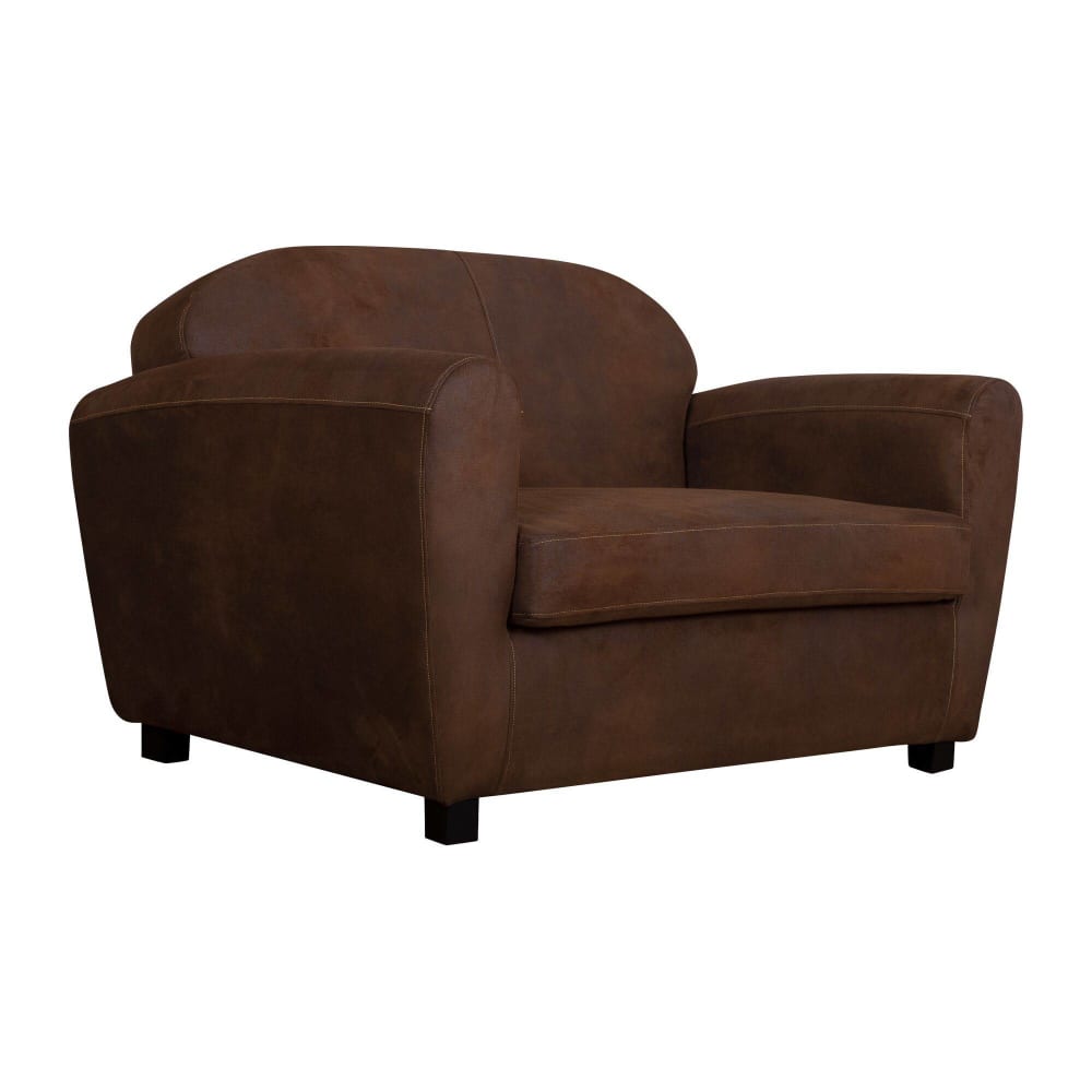 Canapé microfibre aspect cuir vieilli 2 places