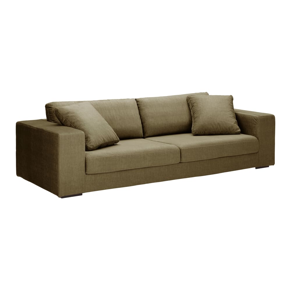 Canapé velours 4 places olive