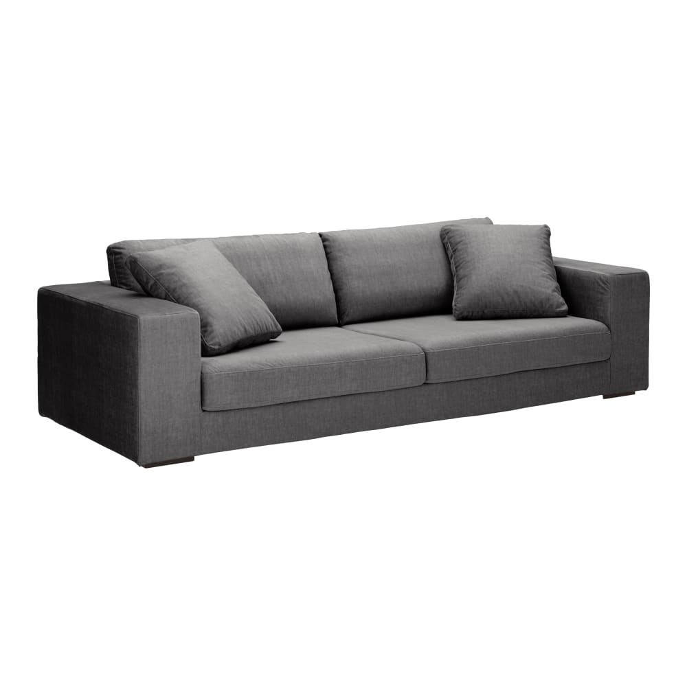 Canapé velours 4 places gris