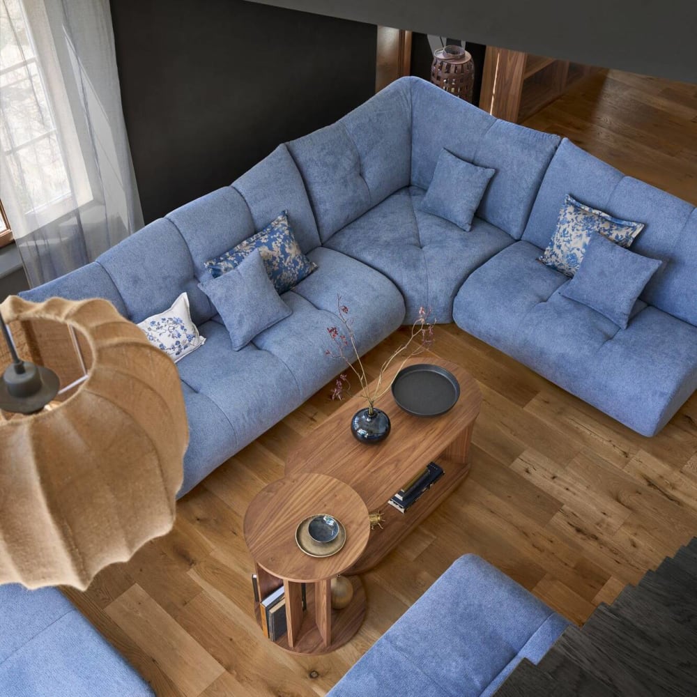 Grande chauffeuse en tissu 1,5 place bleu