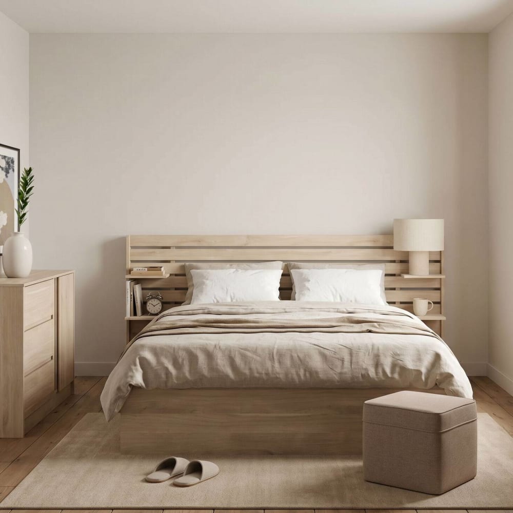 Lit effet bois clair 180 x 200 cm