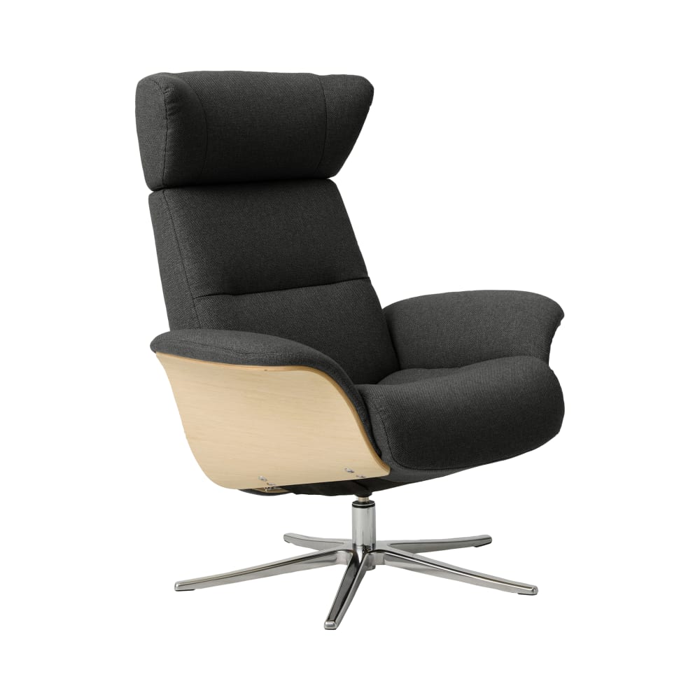 Fauteuil relax avec repose-pieds en tissu noir