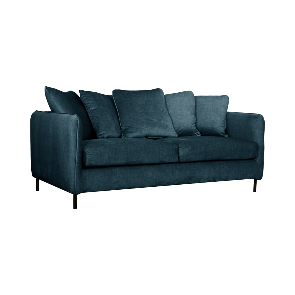 Canapé convertible velours 3 places couchage 140x190 cm bleu marine