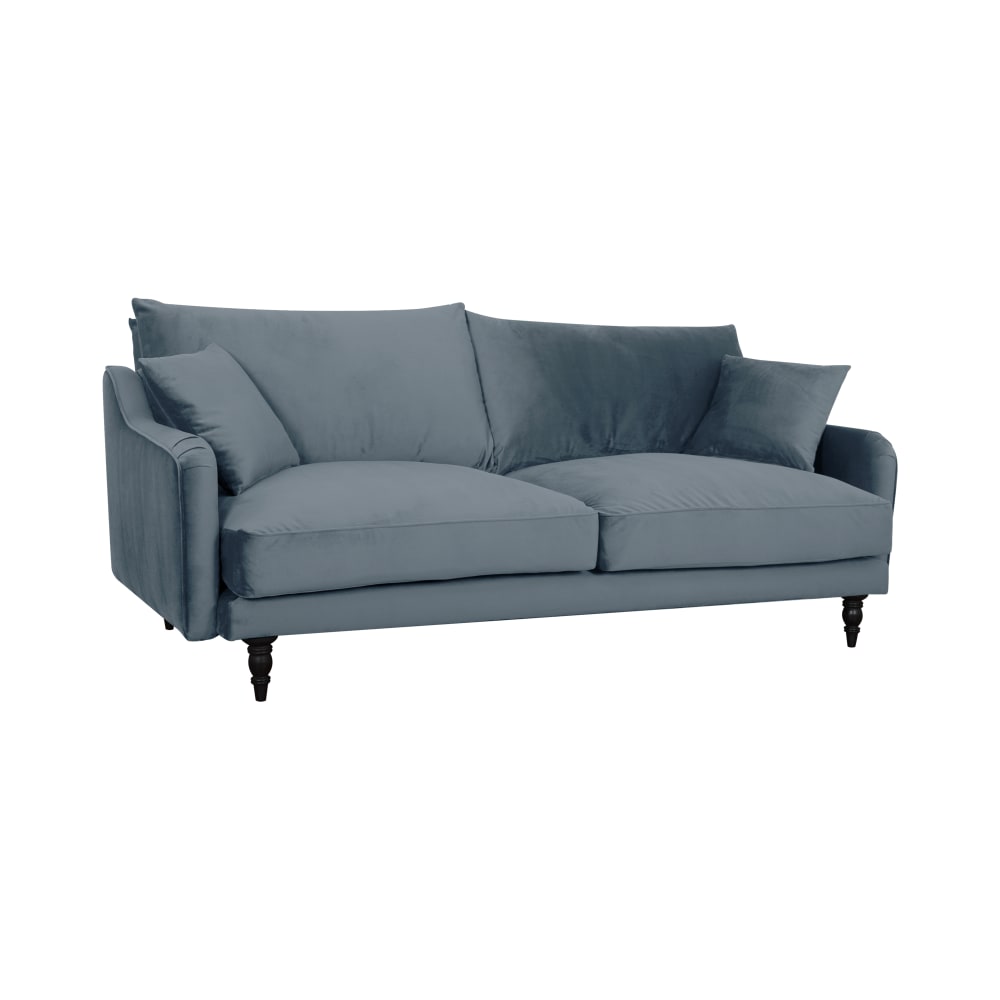 Canapé velours 4 places bleu gris