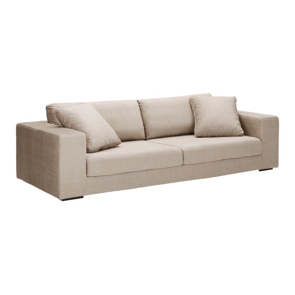 Canapé velours 5 places beige