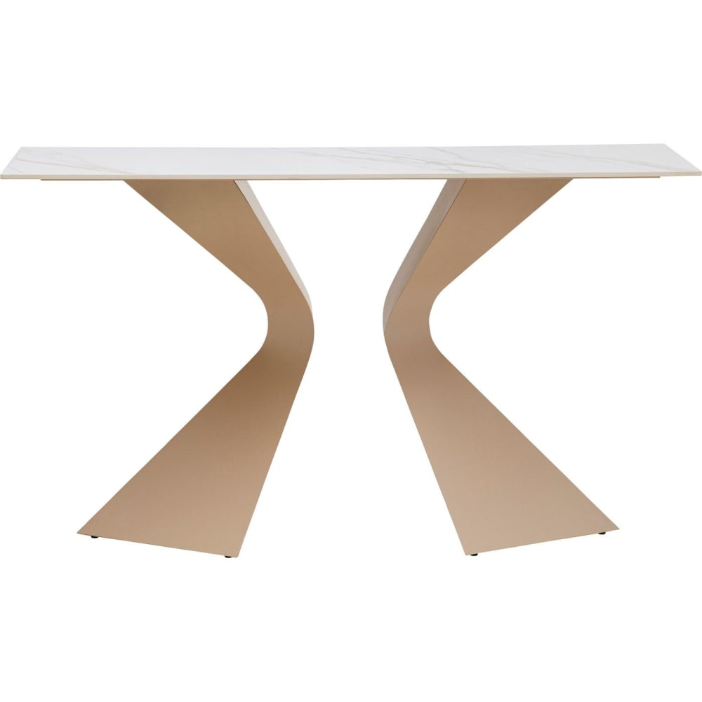 Console en grès blanc et acier macchiato Console en grès blanc et acier macchiato
