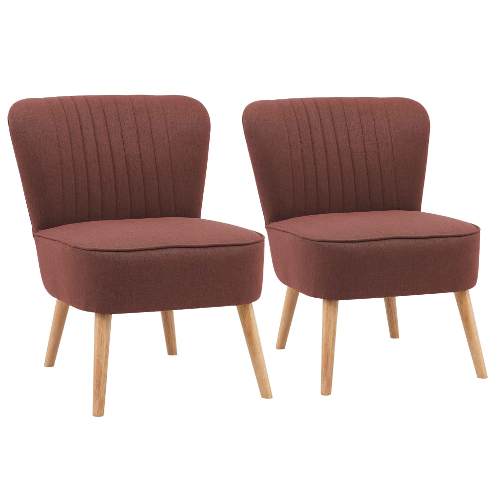 Lot de 2 fauteuils style crapaud en tissu bordeaux Lot de 2 fauteuils style crapaud en tissu bordeaux