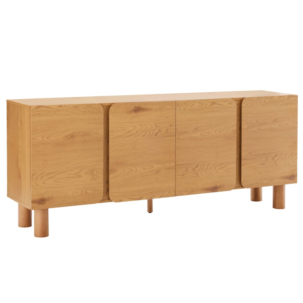 Buffet effet bois 4 portes L 180 cm bois clair