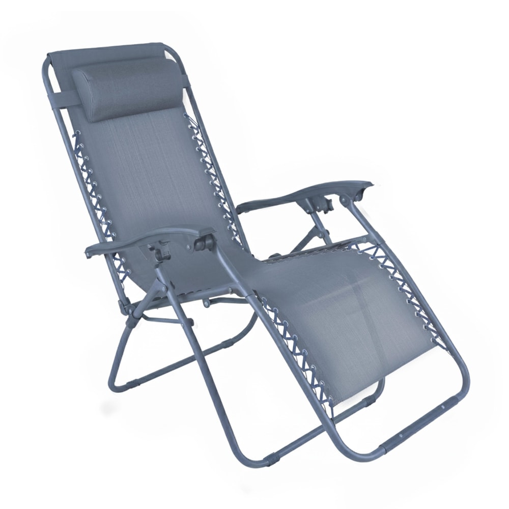 Fauteuil relax de jardin en acier et textilène inclinable bleu foncé