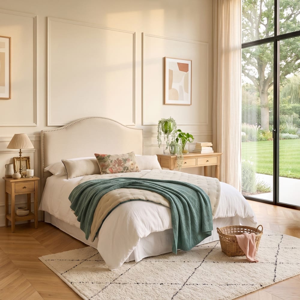 Robin des Bois Kopfteil im Shabby-Chic-Stil aus Leinen und Baumwolle style classic chic Beige Holz