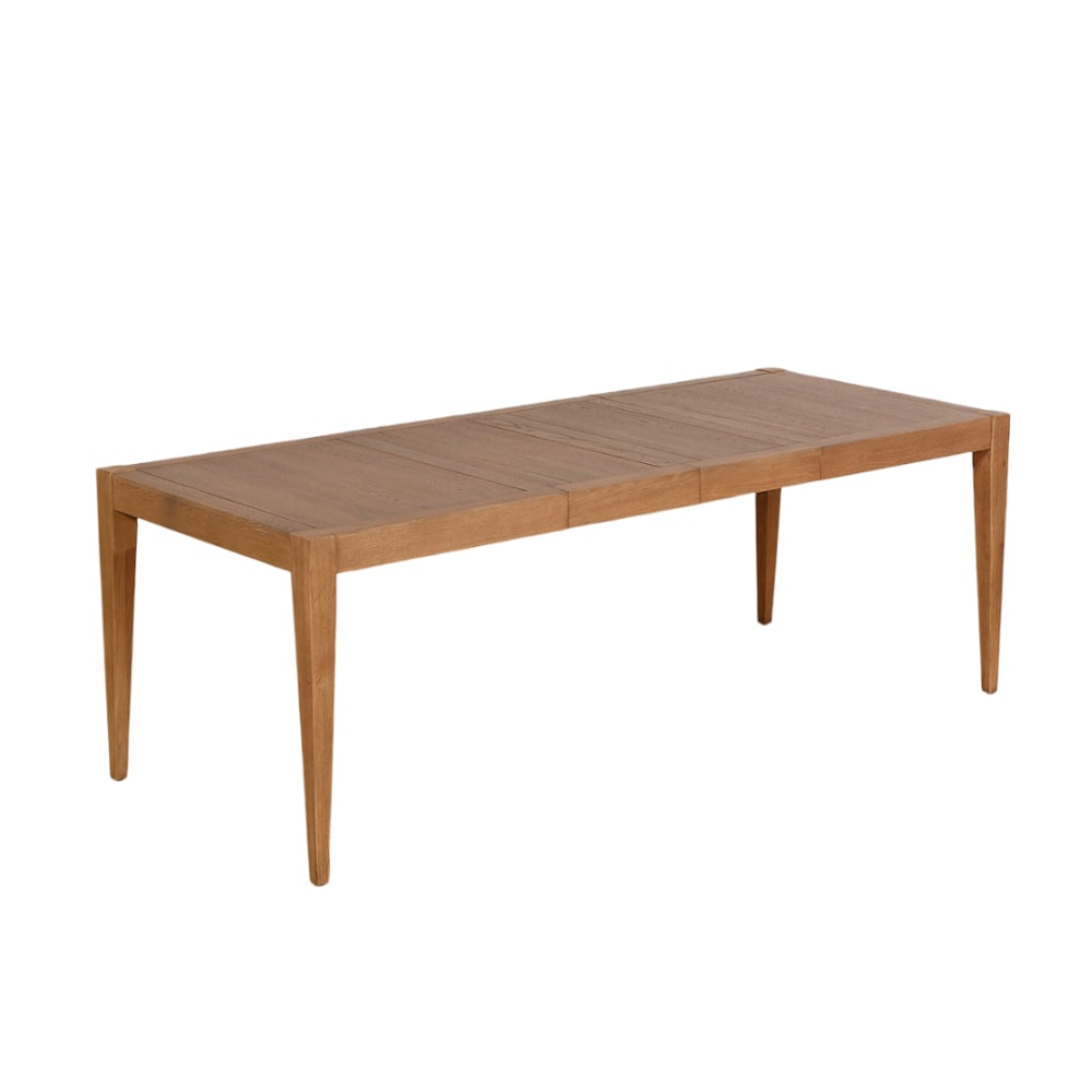 Table à rallonges 10 couverts en chêne, 220 x 90 cm beige Table à rallonges 10 couverts en chêne, 220 x 90 cm beige
