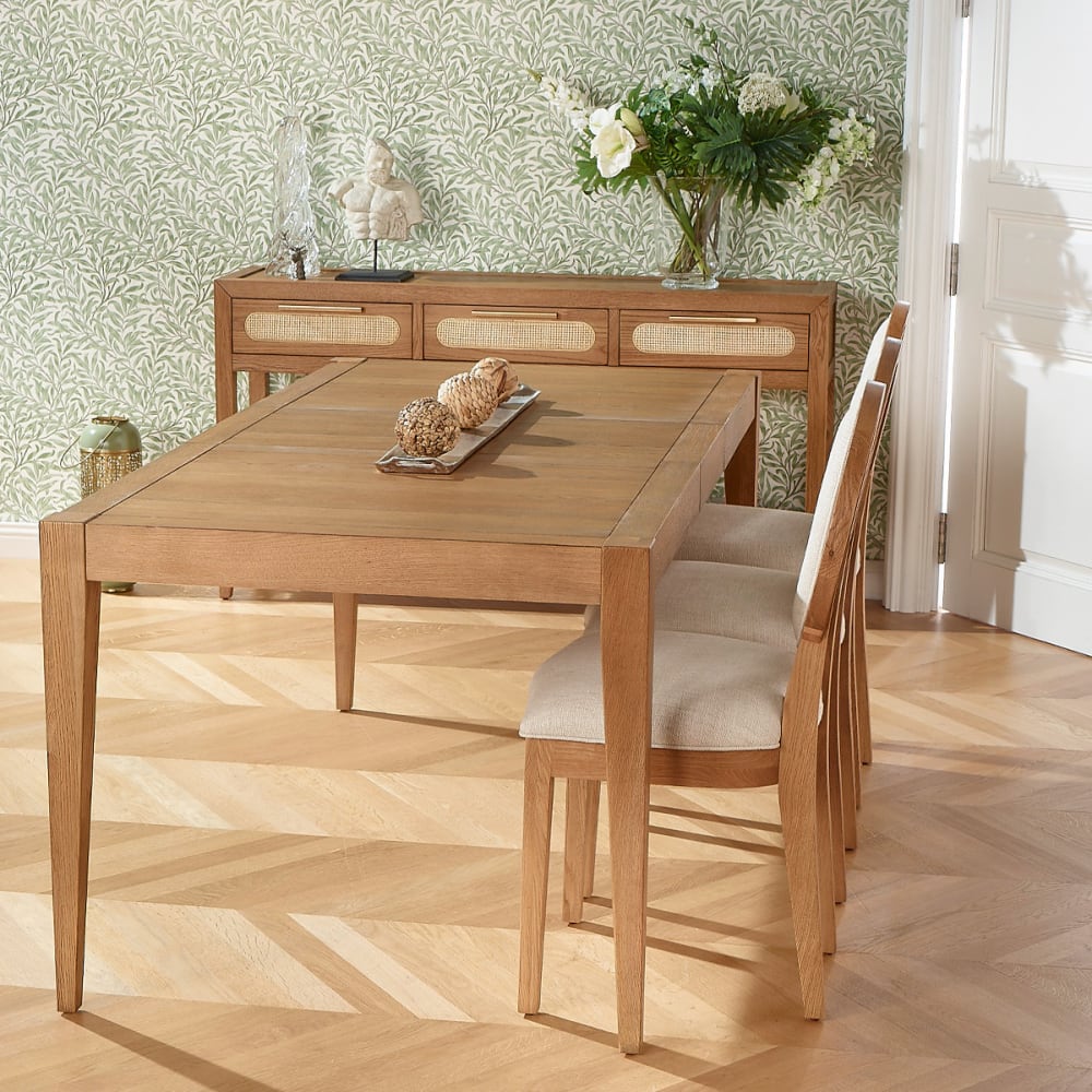 Ausziehtisch für 10 Personen aus Eiche, 220 x 90 cm beige -