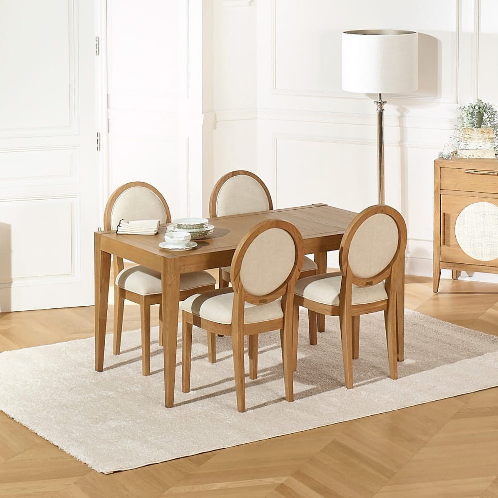 Esstisch für 6 Personen aus Eiche, 150 x 78 cm beige - Maisons Du