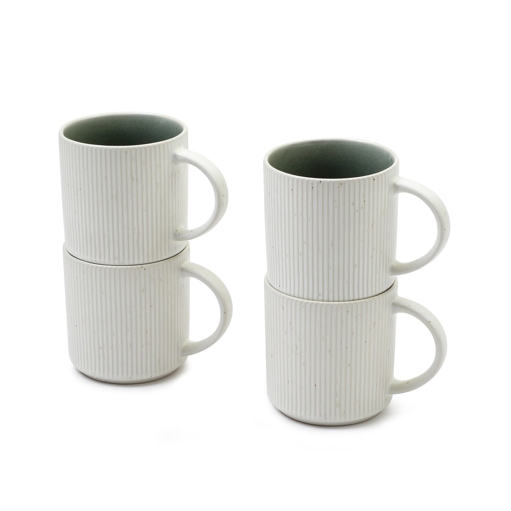 Set de 4 tasses de vaisselle en grès bleu vert d10 Set de 4 tasses de vaisselle en grès bleu vert d10