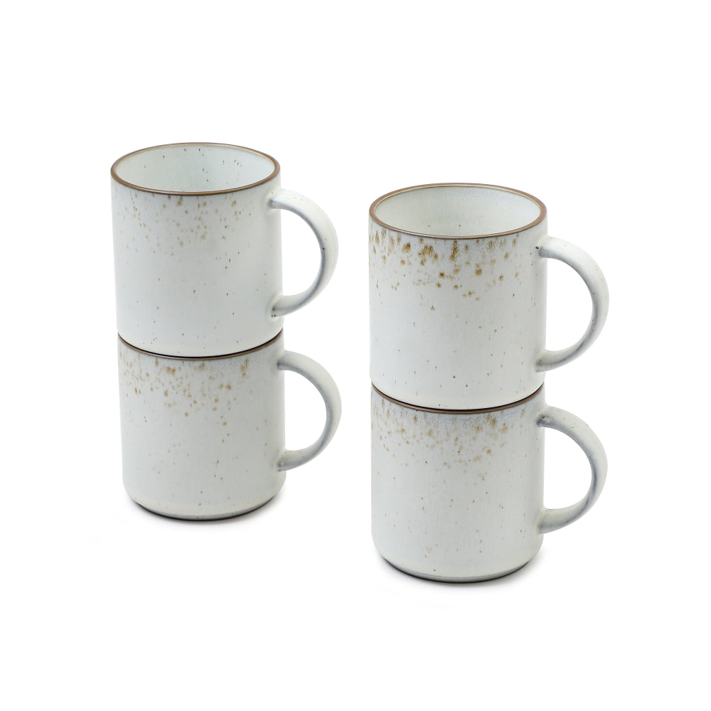 Set de 4 tasses en grès blanc cassé d10 Set de 4 tasses en grès blanc cassé d10