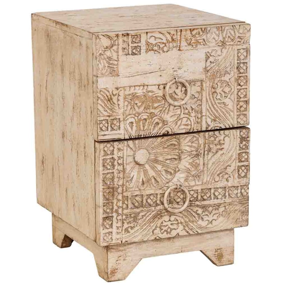 Table de chevet en bois blanc, fabriquée à la main, 37x40x56 cm (h)