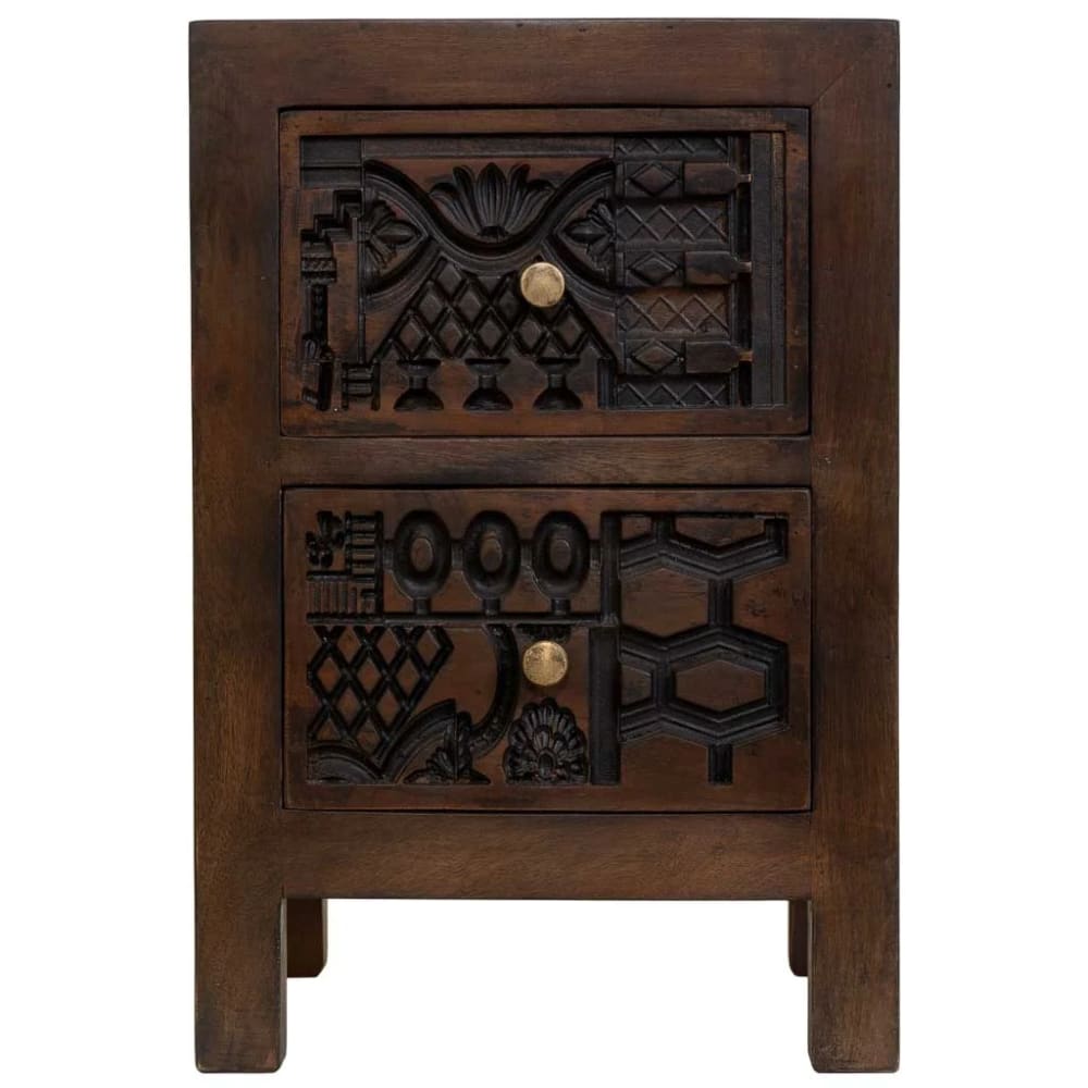Table de chevet en bois brun sculpté à la main 40x35x60 cm (h)