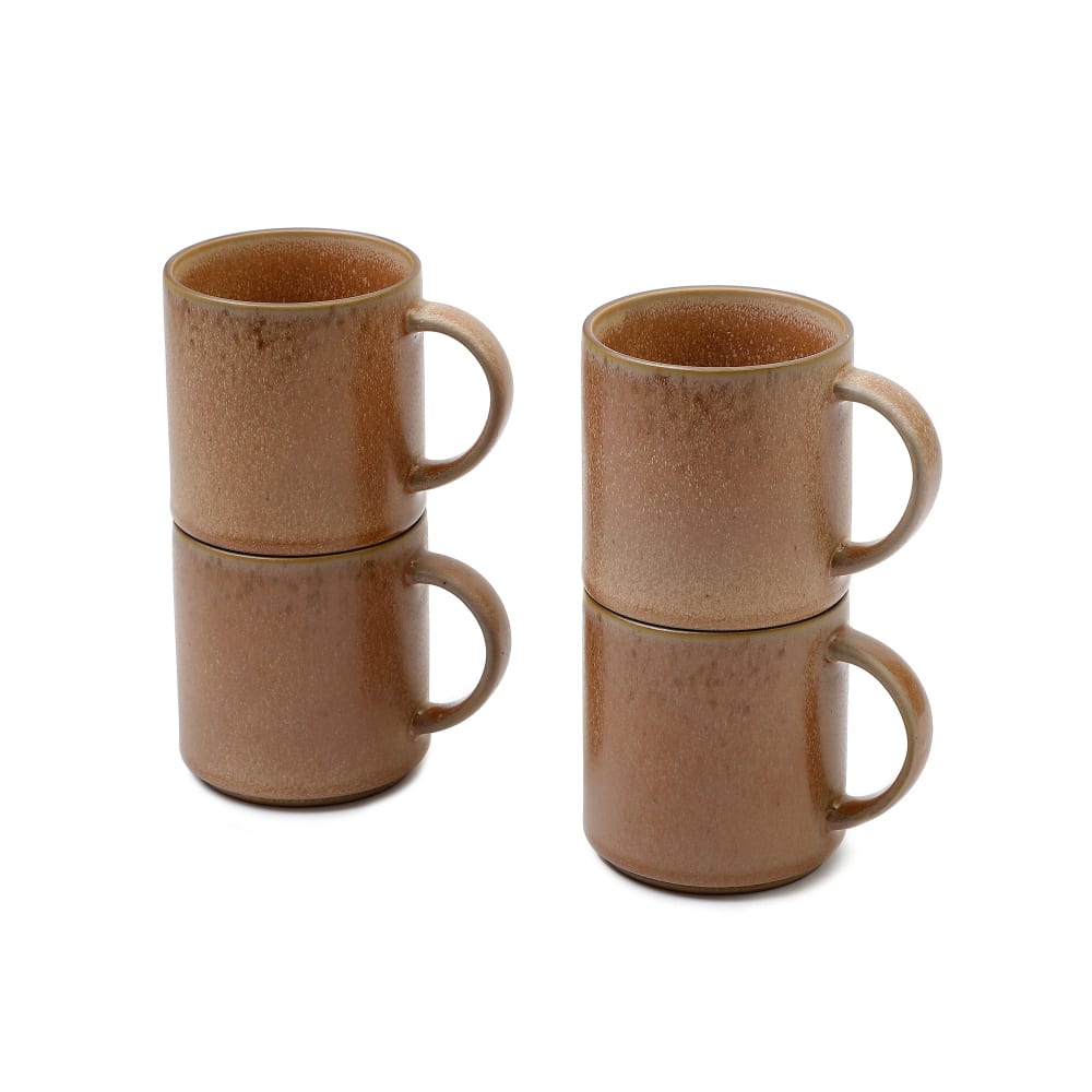Set de 4 tasses en grès marron d10 Set de 4 tasses en grès marron d10