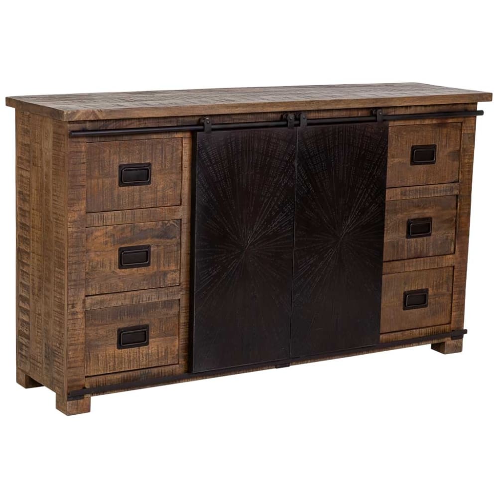 Wanderlust deco Sideboard aus Holz, 160x42x92 cm (H), Braunes style industrial Braun Holz