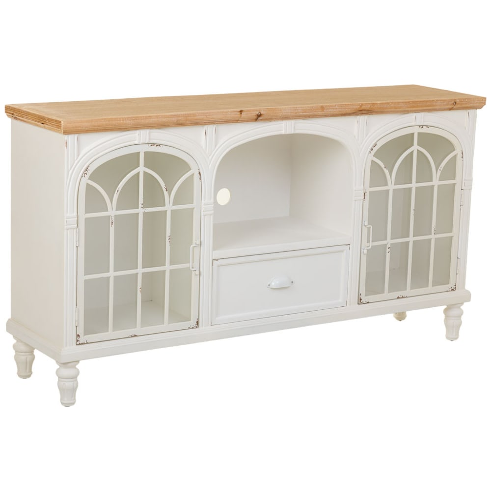 Buffet en bois blanc avec 2 portes et 1 tiroir 150x36x80 cm (h)