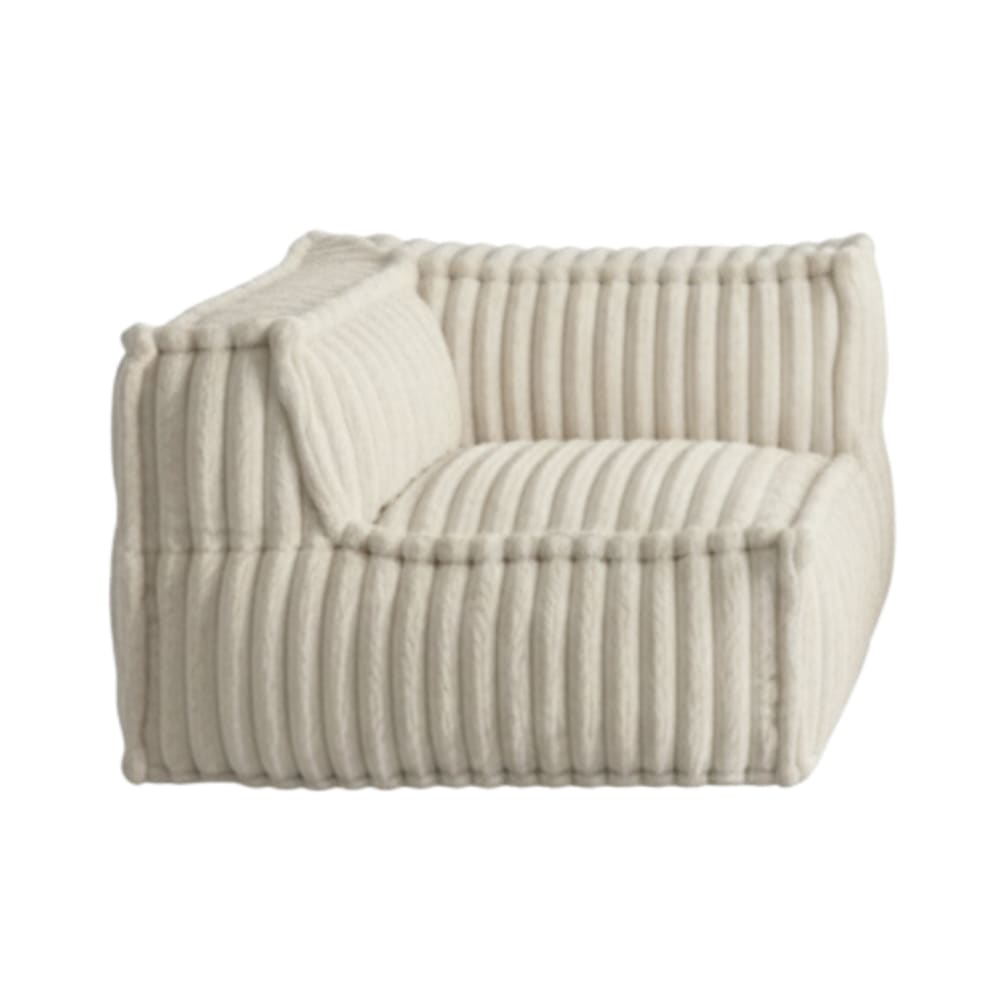 Module d'angle gauche pour canapé fourrure côtelée 90x90 cm beige