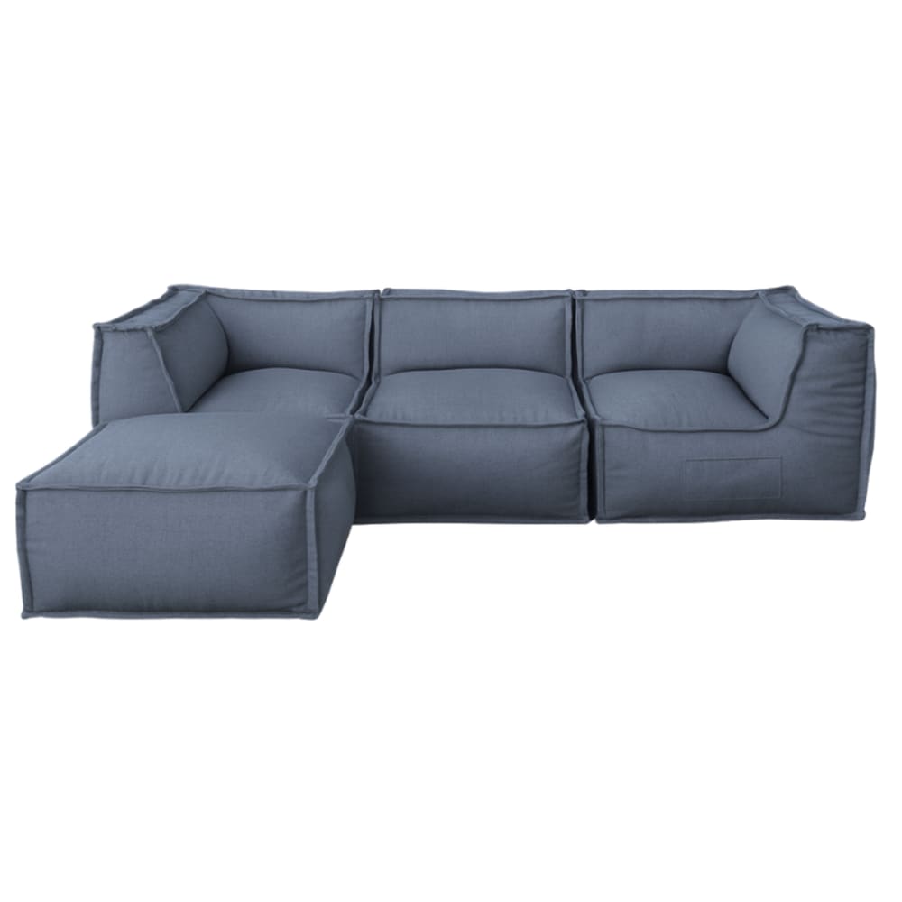 Canapé modulable 4 places en effet lin 90x262 cm gris foncé