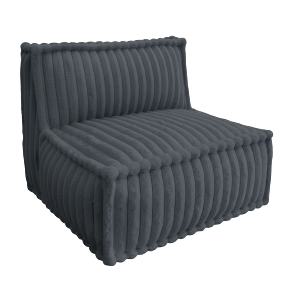 Module central canapé modulable fourrure côtelée 90x82 cm gris foncé