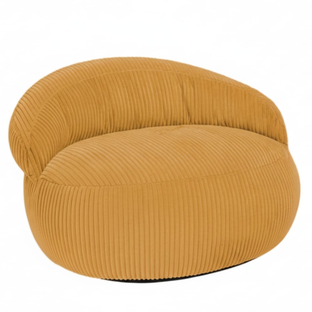 Pouf xxl déhoussable - velours moutarde