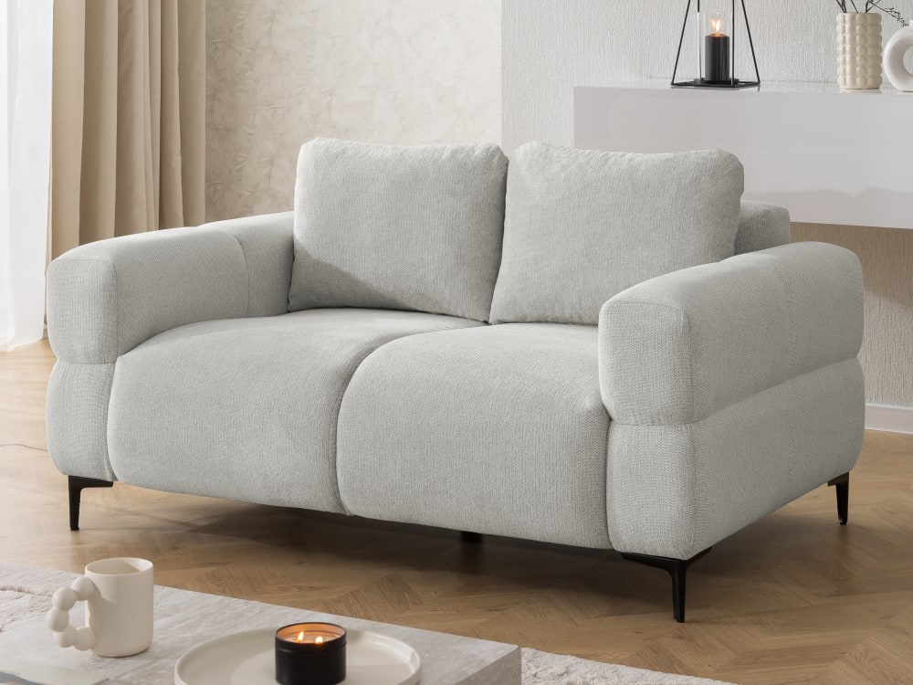 Modernes 2-Sitzer-Sofa in Bubble-Optik aus Hellgrau Strukturstoff